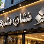 تابلو استیل خش دار؛ ظاهری شیک برای نمایی حرفهای و ماندگار 13 تابلو استیل خش دار